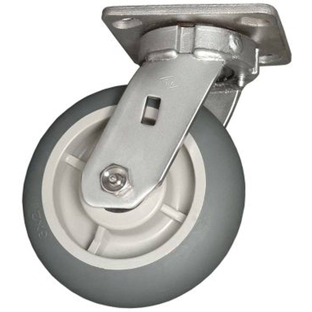 6 x 2 Inch Heavy Duty Thermo Pro Kingpinless Swivel Caster with Stainless Steel Plate - 500 lbs Capacity - Ideal for Industrial Equipment, Medical Carts, and Restaurant Furniture