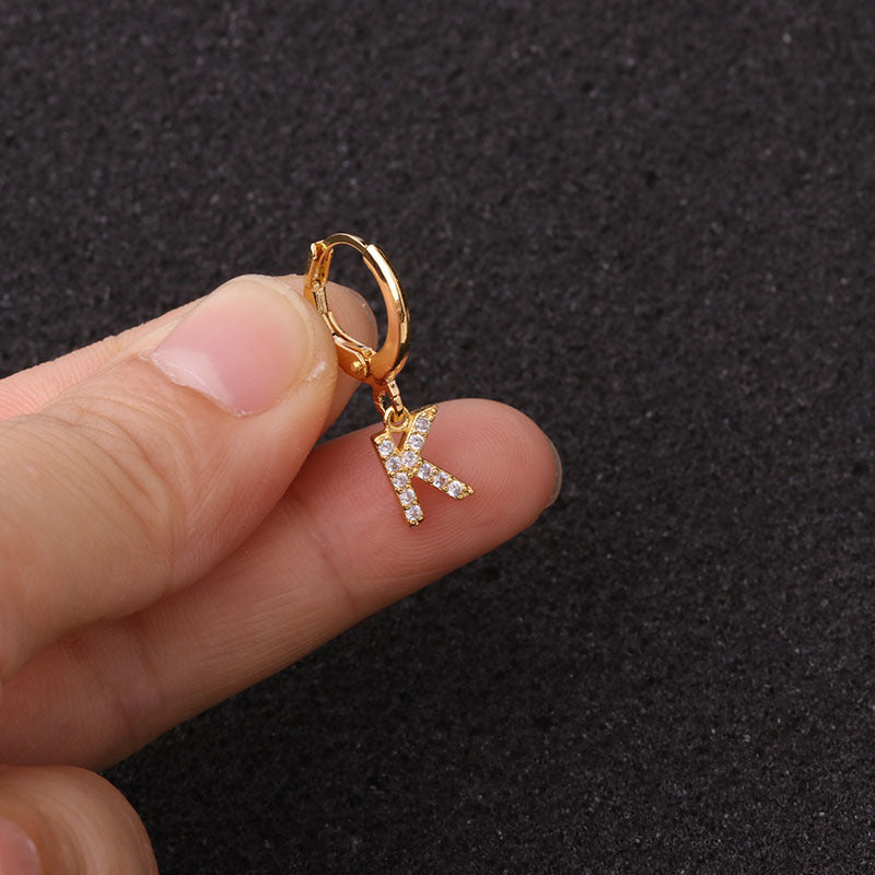 18K Gold Alphabet Initial Dangle Earrings - Small Hoop Letter Earrings for Women | Personalized Name Jewelry Gift | Perfect for Everyday Wear, Date Nights & Special Occasions
