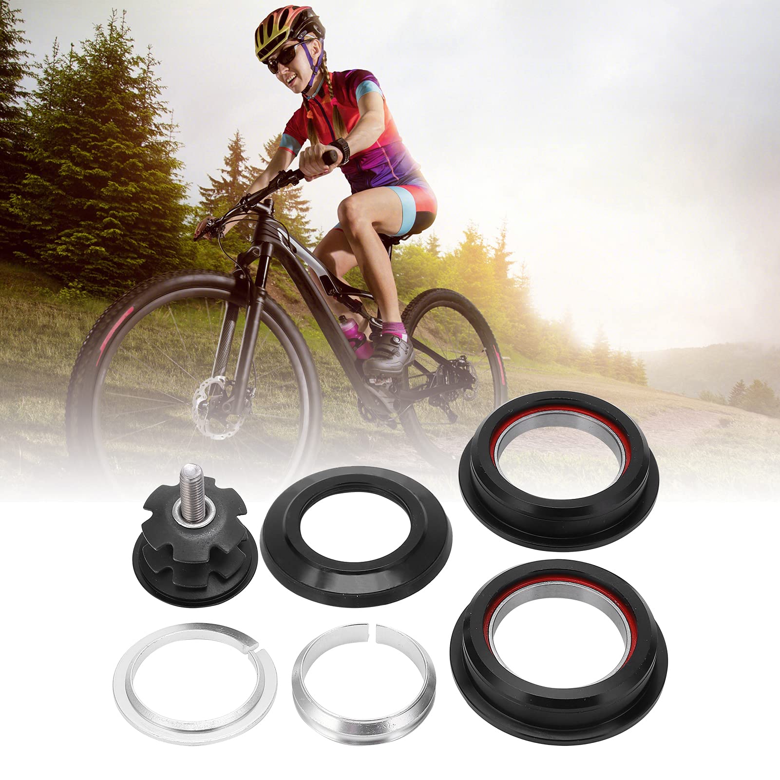 Alomejor 44mm Mountain Bike Headset Bearing Set - Double Sealed Bearings for Smooth Cycling - Compatible with Most MTB Bottom Brackets - Perfect for Trail Riding and Mountain Biking Adventures