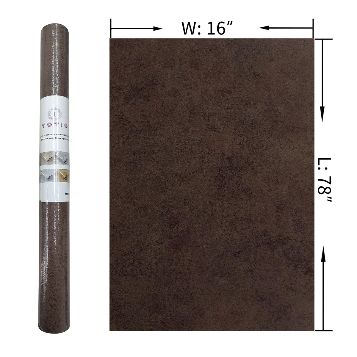TOTIO Antique Bronze Gold Concrete Texture Wallpaper - Dark Brown Metallic Industrial Style Self-Adhesive Contact Paper (16x78 Inch) - Bubble-Free Matte Thickened Waterproof Wall Sticker for Kitchen Backsplash, Accent Walls & Furniture Makeover