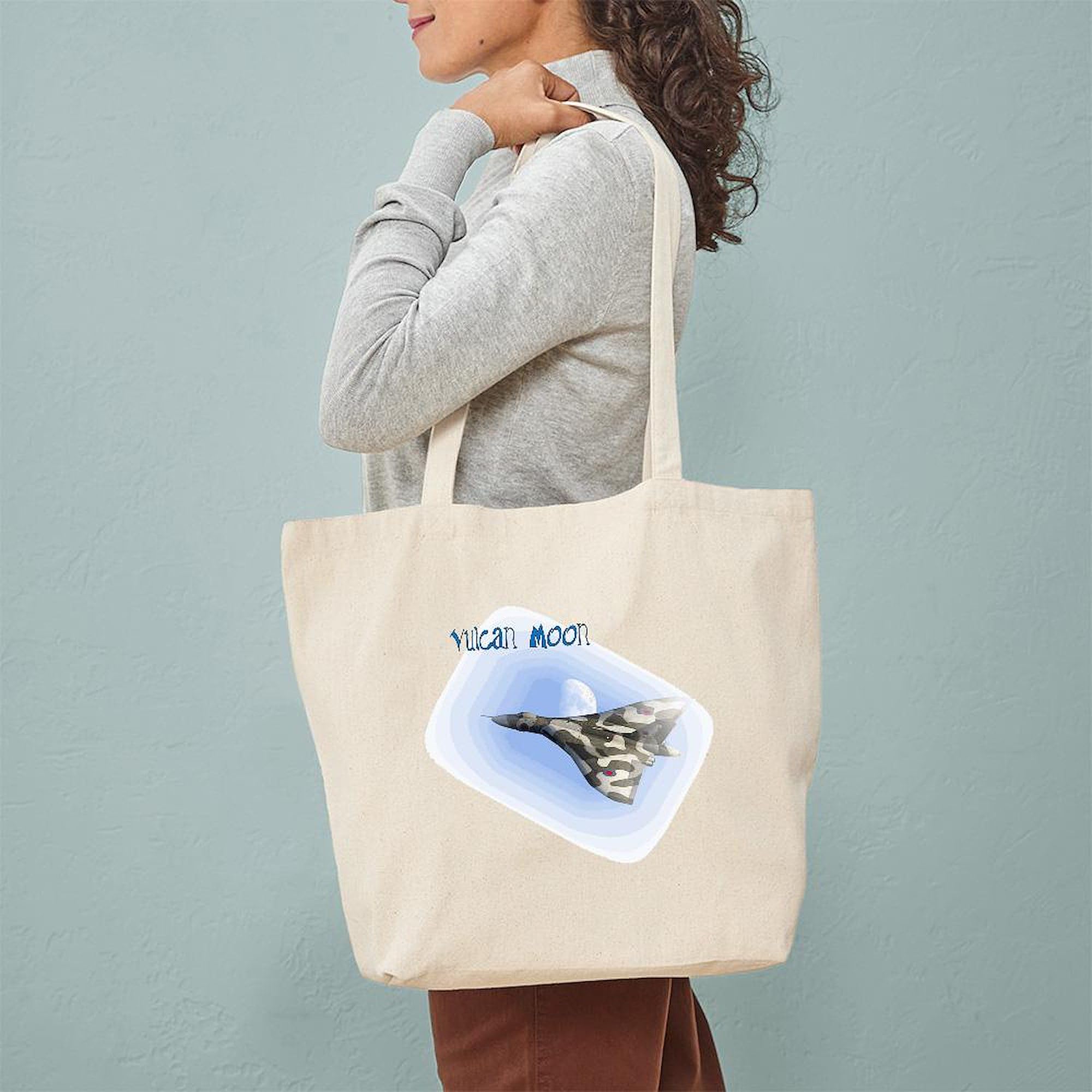 Vulcan Moon Tote Bag - Natural Canvas Reusable Shopping Bag for Groceries, Beach & Everyday Use | Eco-Friendly & Durable