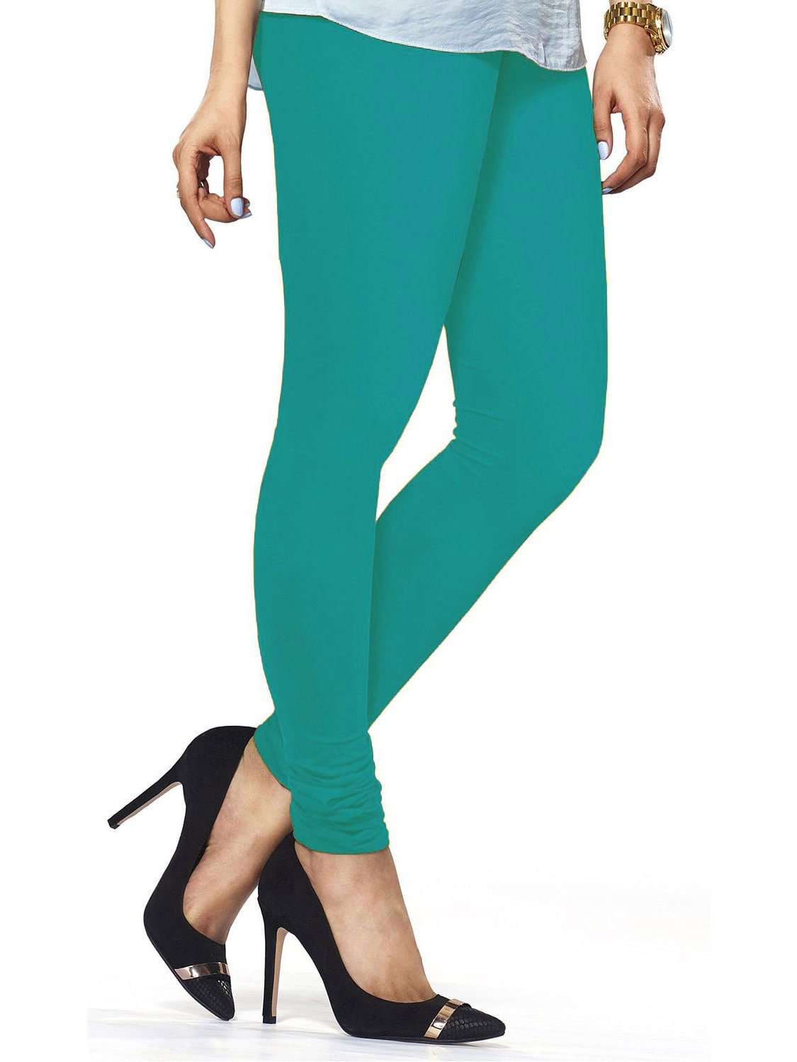 Premium Cotton Lycra Churidar Leggings - Free Size D, Z Green - Comfortable Stretch Pants for Yoga, Workout & Casual Wear