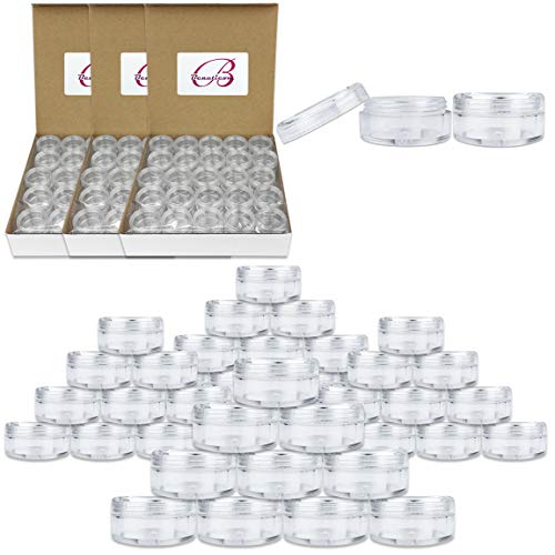 200 Pcs 5G/5ML Clear Round Plastic Jars with Screw Cap Lids - BPA Free Food Storage Containers for Herbs, Spices, Tea Leaves, Coffee Beans & Dry Ingredients - Perfect for Kitchen Pantry Organization & DIY Crafts