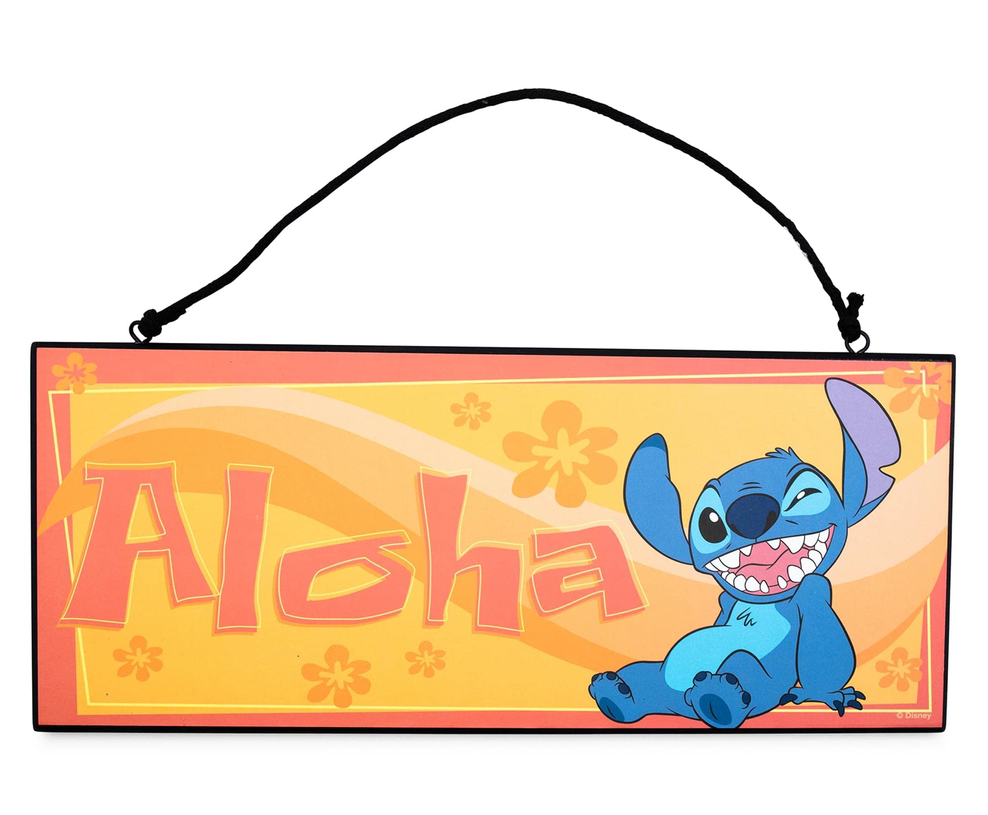 Disney Lilo & Stitch Reversible Hanging Sign Wall Art - Tropical Aloha Door Plaque & Home Decor for Kitchen, Living Room, Bedroom | Cute Hawaiian Gift & Collectible (12x5 Inches) | Perfect for Beach House, Dorm Room & Disney Fan Gifts