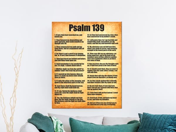Christian Wall Art - Gold Bible Verse Canvas with Psalm 139 Scripture - Inspirational God with You Religious Home Decor for Living Room, Bedroom & Church