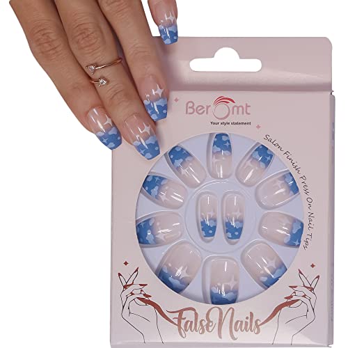 Beromt False Nails Set - 24PCS Full Cover Fake Nails with Matte Finish, Salon Quality Acrylic Nails for Women, Coffin & Stiletto Shapes (Color: BFN253FN) - Perfect for Parties, Weddings & Special Occasions