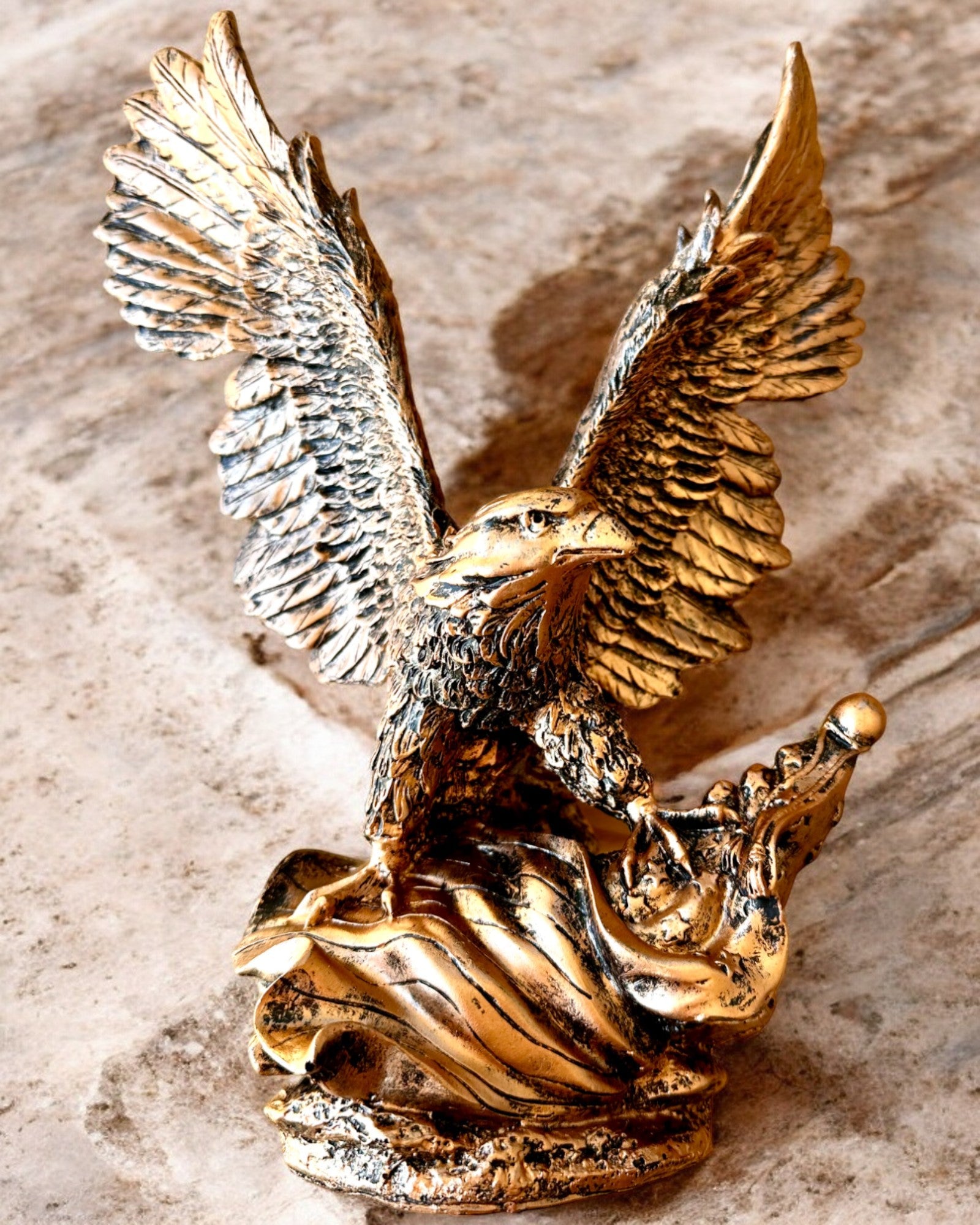 Vintage Retro Eagle Statue - Handcrafted Lord of the Winds Sculpture with Custom Engraving Option | Home Office Decor, Man Cave Gift, Native American Art Collection