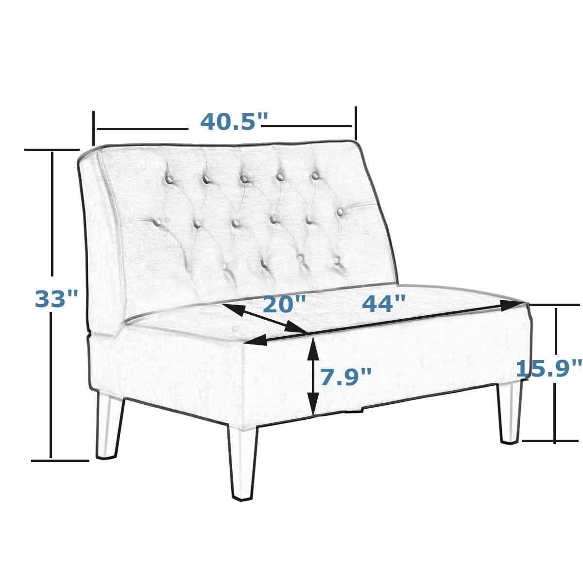 Annjoe Button Tufted Loveseat Settee - Upholstered Sofa with Backrest Buckle, Compact Couch & Banquette Bench for Dining Room, Living Room, Bedroom (Gray) - Perfect for Small Spaces, Apartments & Cozy Home Decor