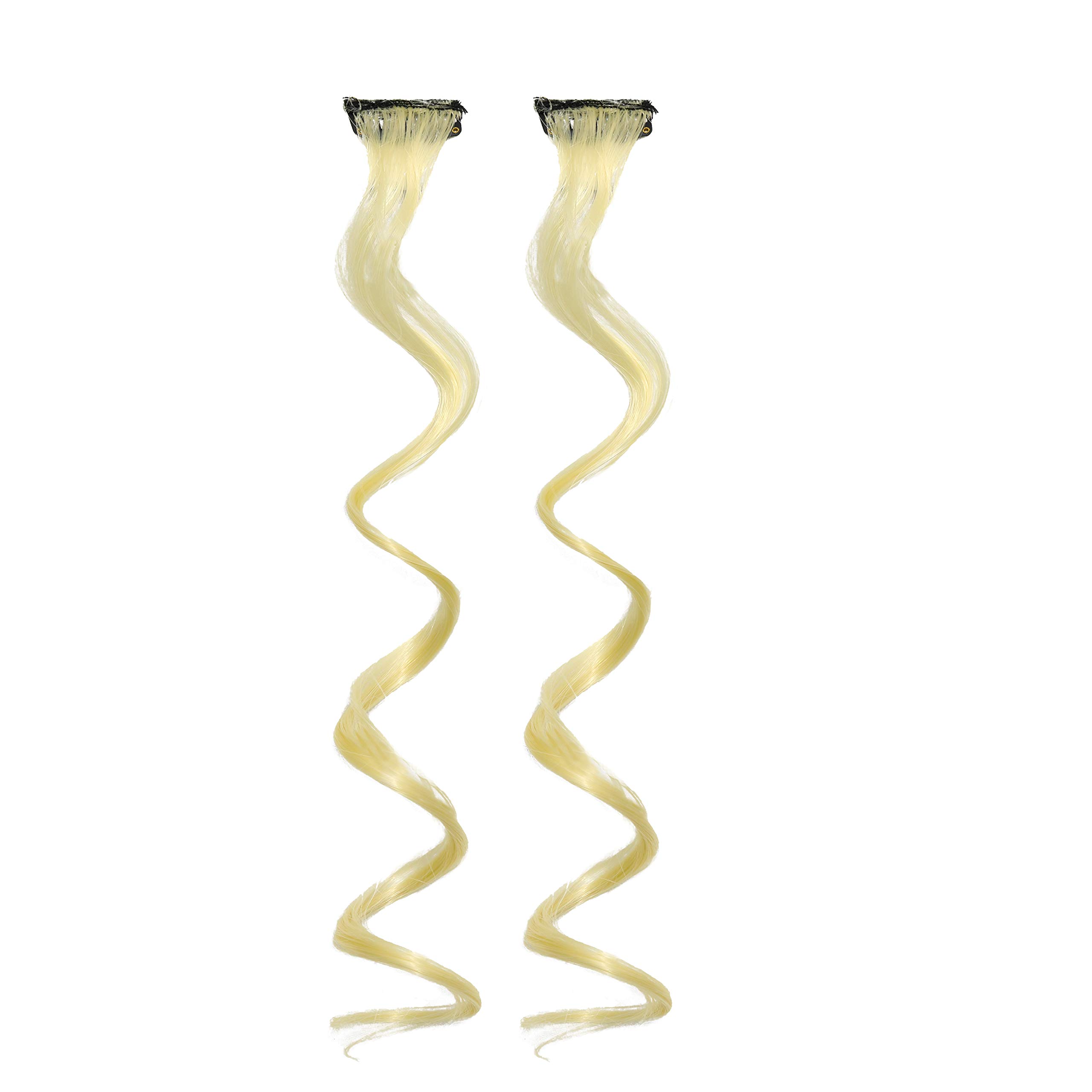 Rapidsflow® Real Human Hair Extensions for Women & Girls - Curly Blonde Clip-in Hair Streaks for Highlighting | Perfect for Parties, Cosplay & Daily Styling