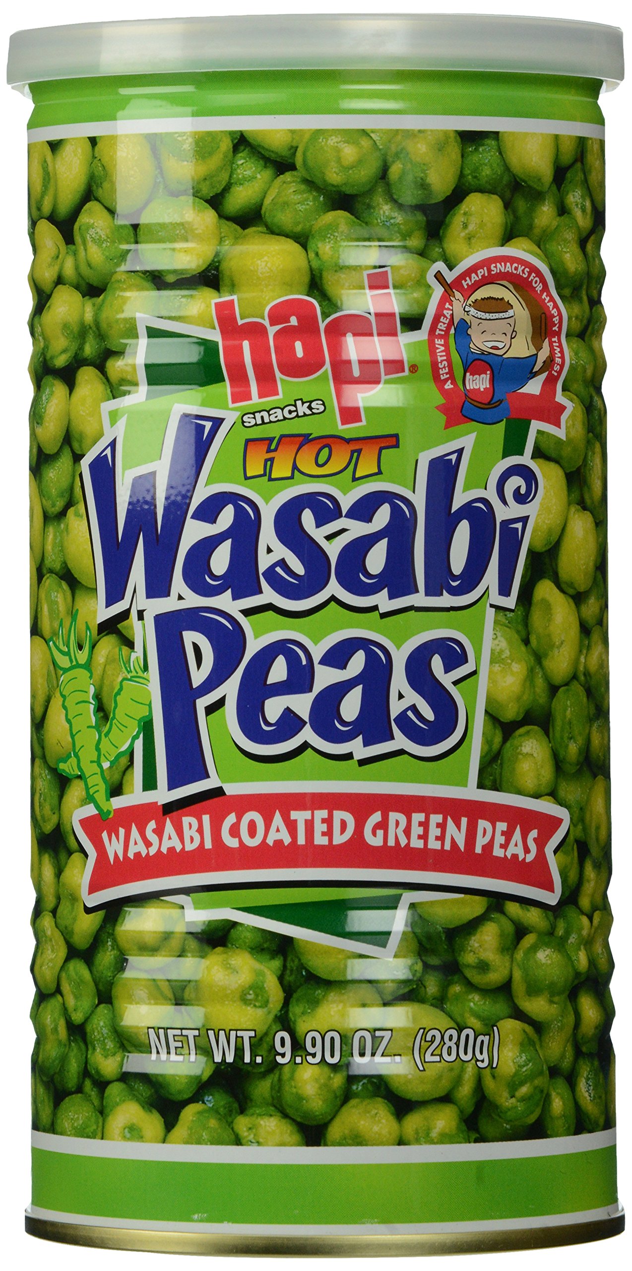 Hapi Hot Wasabi Peas - Crunchy Spicy Snack, 9.9 Oz (280g) - Perfect for Parties, Movie Nights & Healthy On-the-Go Snacking