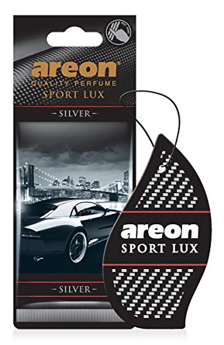 Premium AREON Sport Lux Silver Car Air Freshener - 3 Pack Hanging Cardboard Fresheners with Long-Lasting Cologne Fragrance for Vehicles, Home & Office - Natural Fresh Scent for Luxury Spaces - Perfect for Daily Commute, Work Environments & Gift Giving