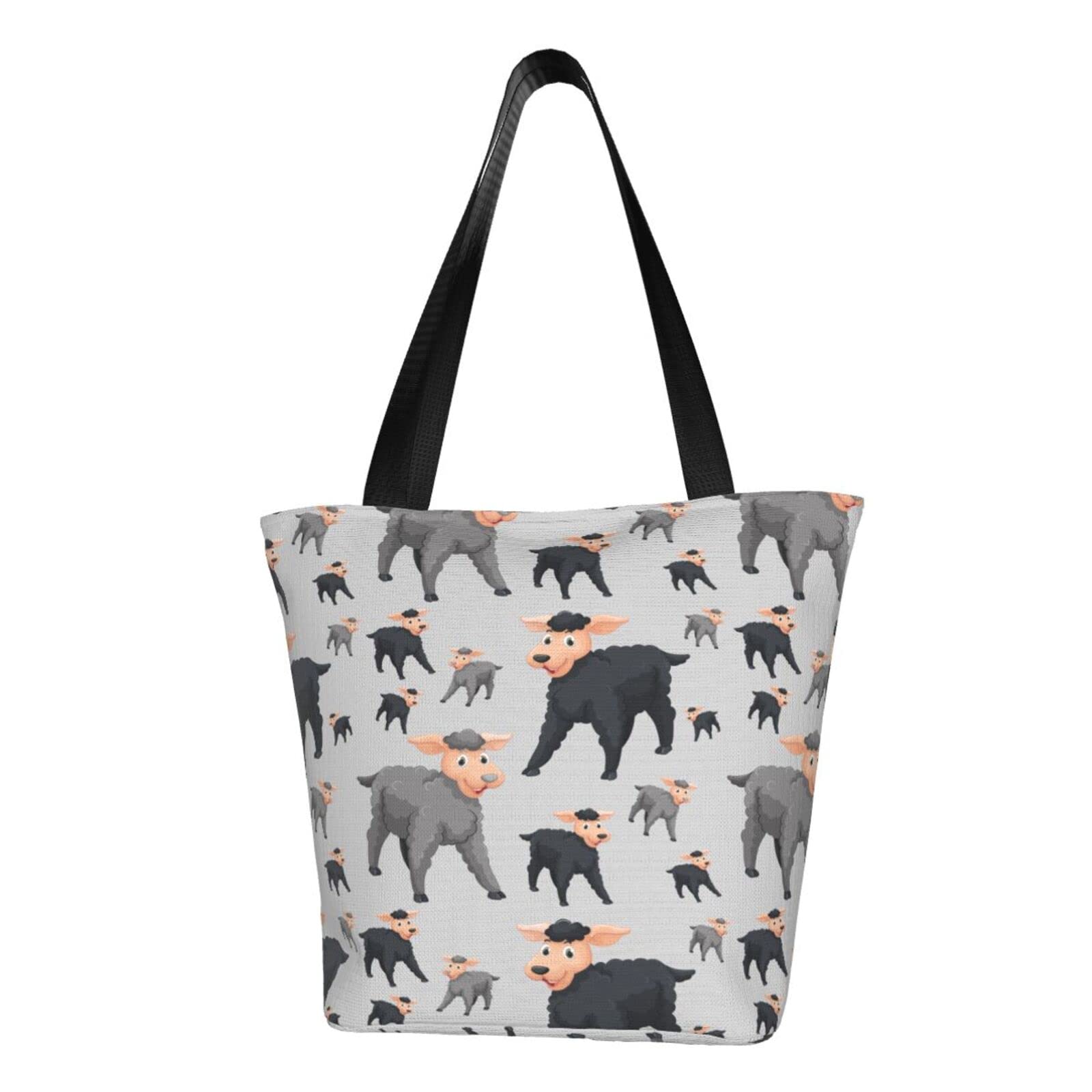**ZUNPNG Large Sheep Print Tote Bag with Zipper - Reusable Grocery Shopping Shoulder Bag for Women & Girls - Perfect for Shopping, Travel, Work & Daily Use**