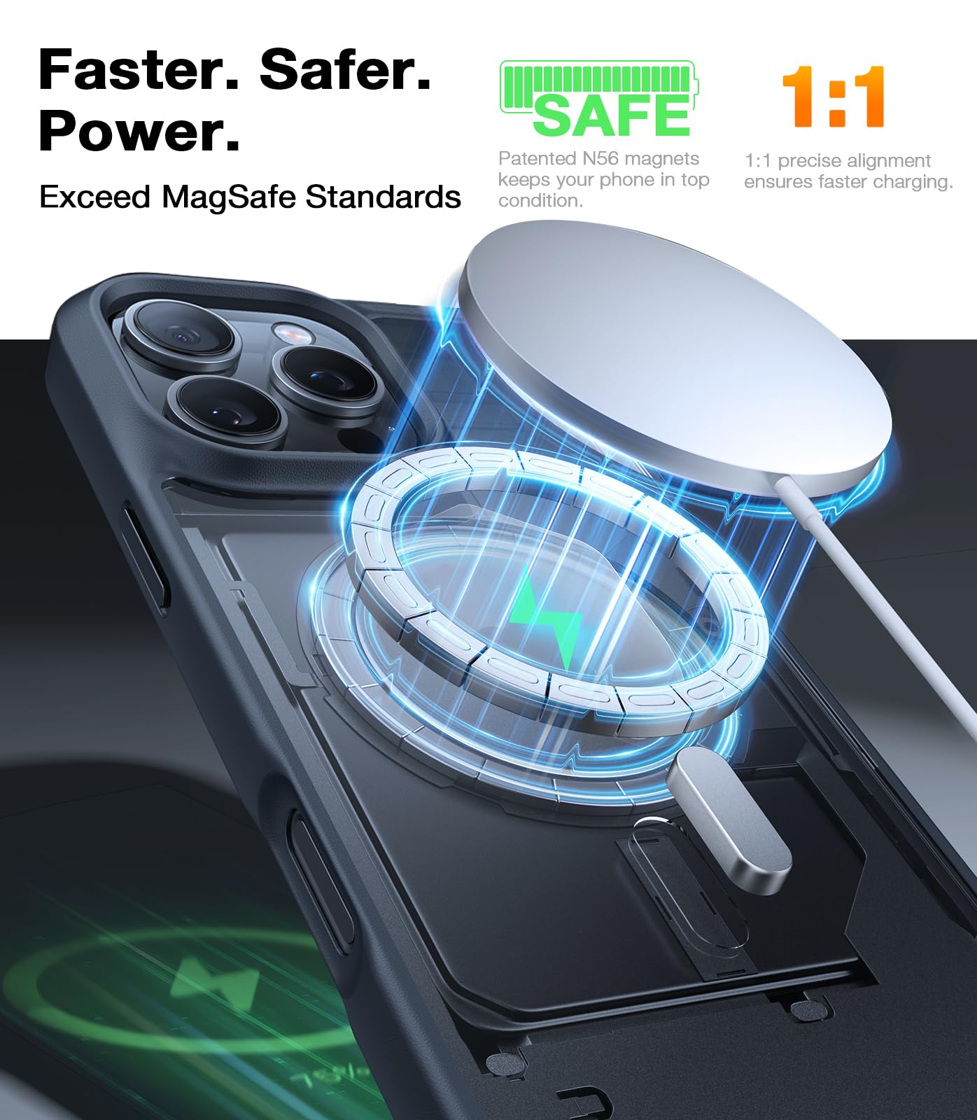 TORRAS Military Grade Shockproof iPhone 16 Pro Case with Stronger Magnets | Slim Protective Cover Compatible with MagSafe | Anti-Scratch Translucent Matte Black | Perfect for Outdoor Adventures & Daily Protection