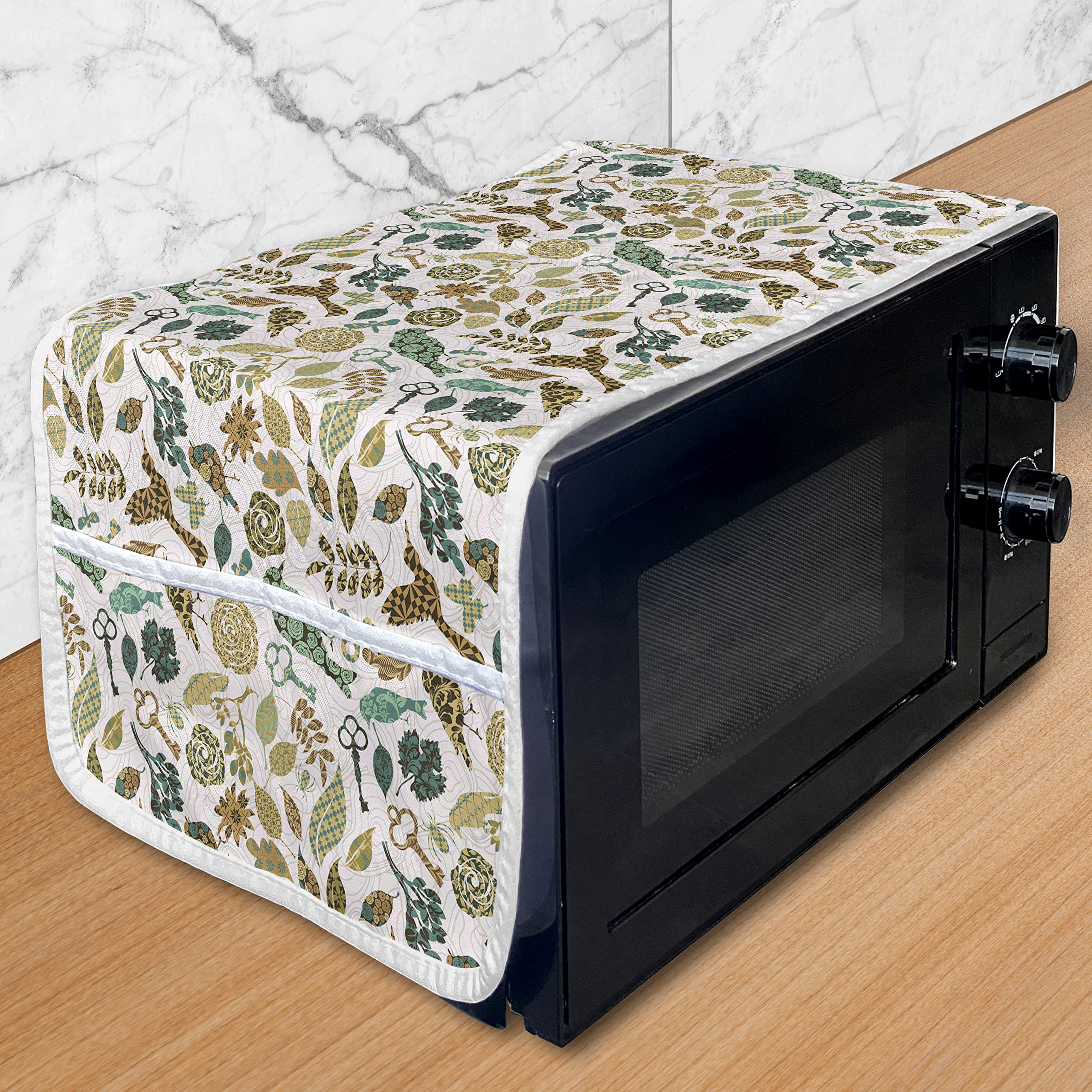 Ambesonne Microwave Cover with Pockets - Waterproof Kitchen Organizer 36
