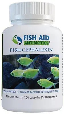 Fish Aid Cephalexin 500mg Antibiotic Capsules - 100 Count for Bacterial Infections in Fish - Ideal for Aquarium & Pond Treatment