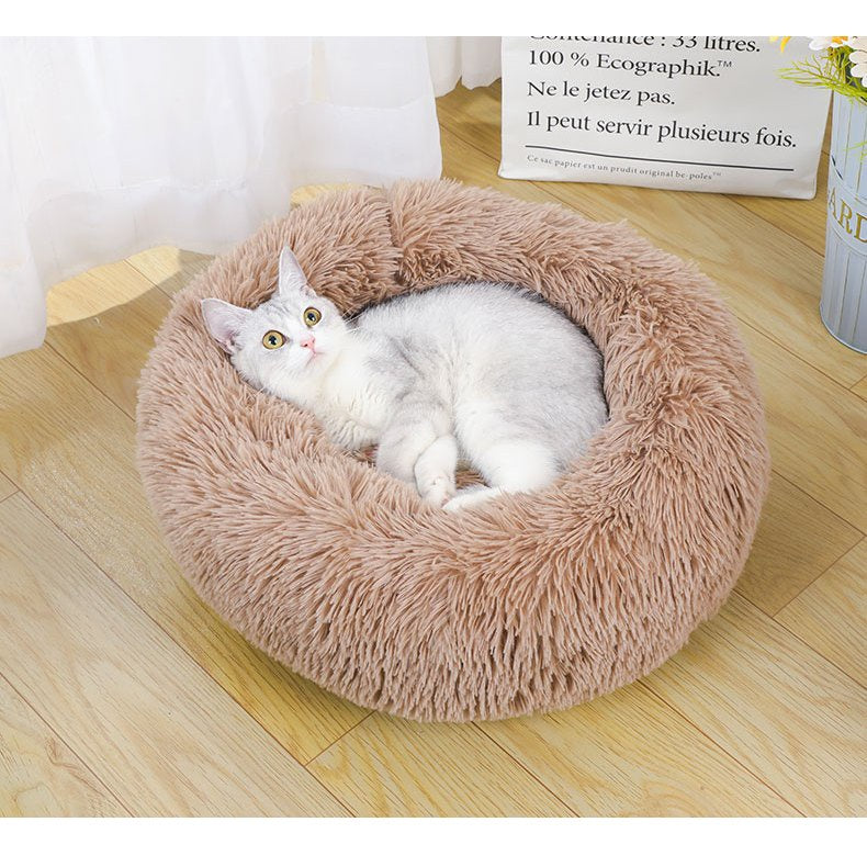 Cozy Soft Plush Pet Donut Bed for Dogs & Cats - 50cm/60cm/80cm/100cm Sizes - Perfect for Home, Office & Travel Use