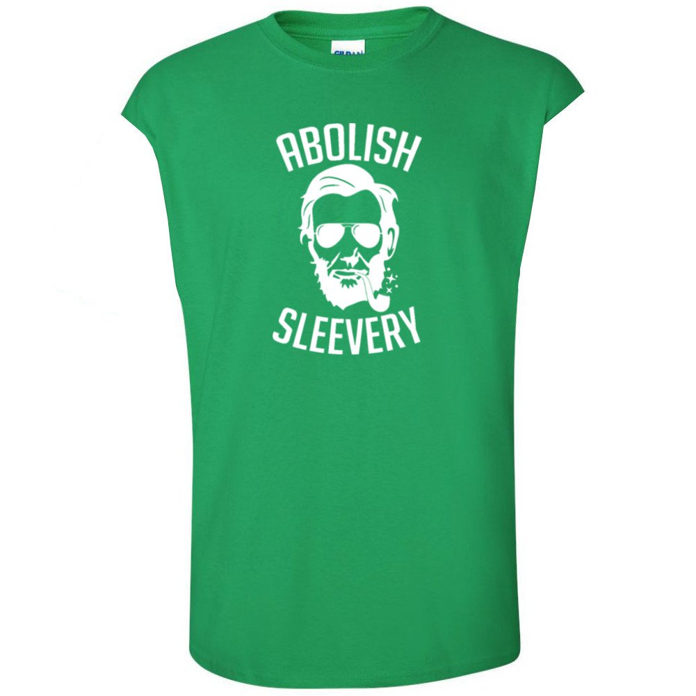 Abolish Slavery Abraham Lincoln Men's Sleeveless Slim Fit Cotton Graphic Muscle Tee - Vintage Patriotic Casual Shirt for Summer Outings & Historical Events