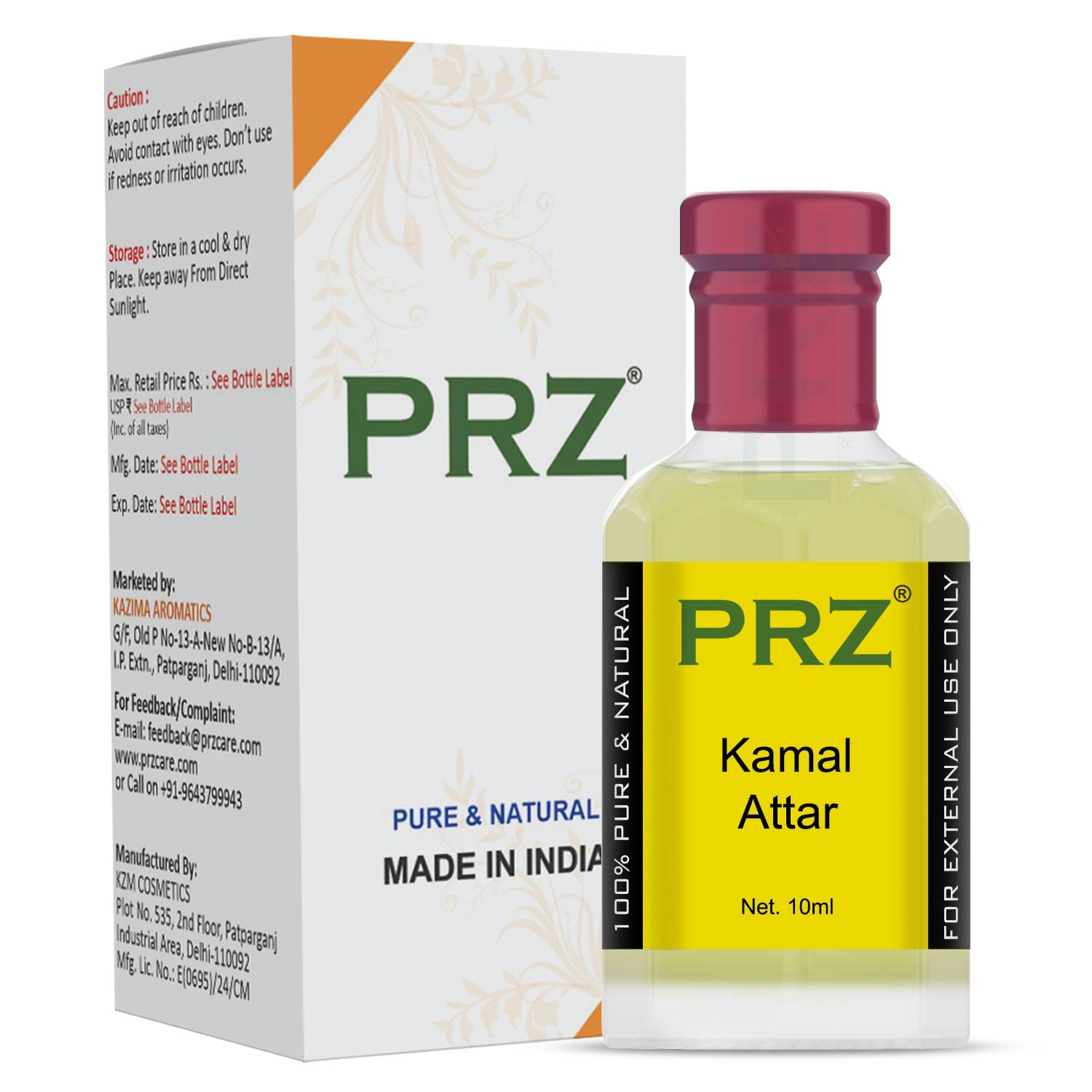 PRZ Kamal Attar Unisex Perfume - 10ML Pure Natural Fragrance Oil, Alcohol-Free | Long-Lasting Scent for Daily Wear, Special Occasions & Gift Giving