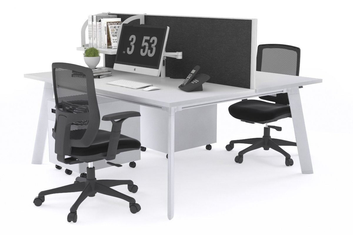 2-Person Workstation with White Frame - 1800L x 700W - Perfect for Office, Home Office, and Collaborative Workspaces