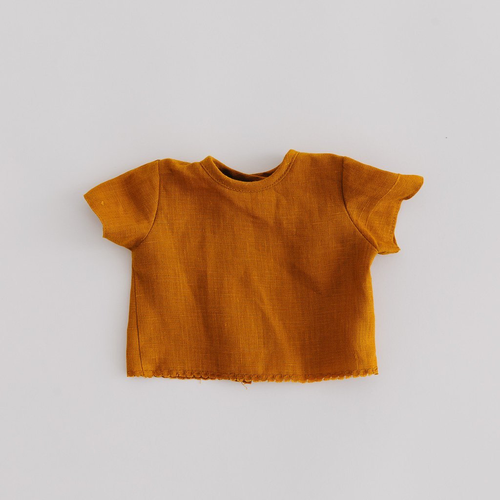 Mustard Linen Dolls Shirt for Women - Vintage Style Button Down Blouse - Perfect for Casual Outfits, Summer Wear & Boho Fashion
