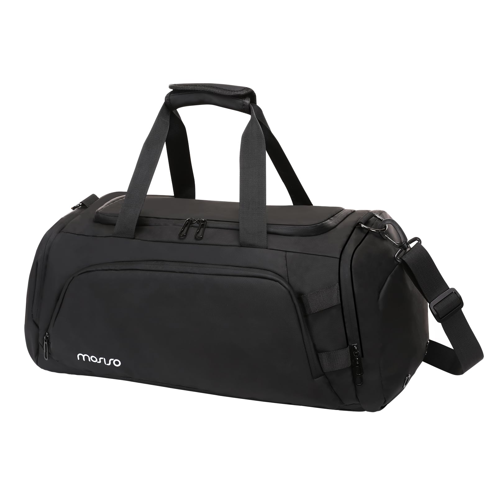 MOSISO Convertible Gym & Travel Duffel Backpack for Women & Men - Sports Workout Bag with Wet Pocket & Shoe Compartment - Perfect for Fitness, Yoga, Dance & Weekend Travel - Black