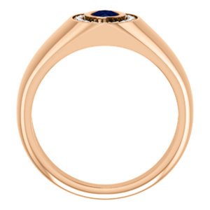 14K Gold Men's Oval Halo Ring with 0.70ct Sapphire & 0.18ctw Diamonds - Elegant Wedding Band, Anniversary Gift for Him, Engagement Jewelry