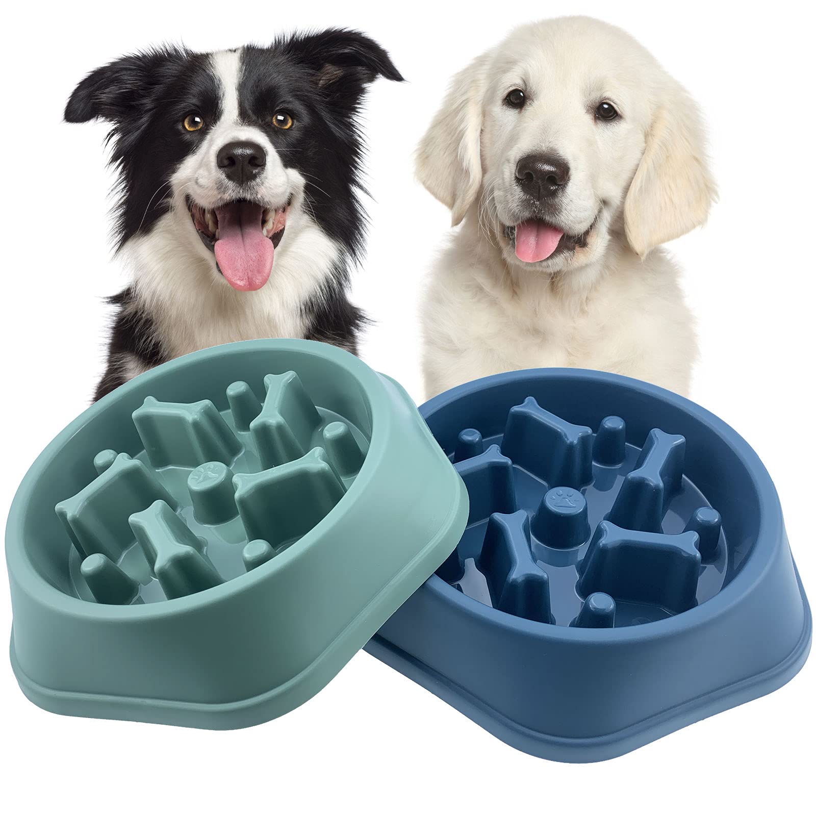 CAISHOW Slow Feeder Dog Bowl - Anti-Gulping Pet Food Dish for Healthy Eating, Bloat Prevention & Mental Stimulation | Non-Slip Interactive Design for Small & Medium Dogs | Perfect for Fast Eaters, Mealtime Enrichment & Digestive Health