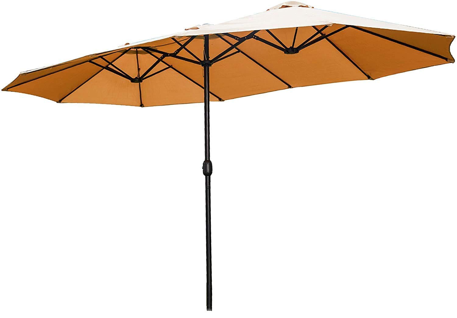 LOKATSE HOME 15 Ft Twin Patio Umbrella - Double Sided Outdoor Sunshade Canopy with Easy Crank Handle - Perfect for Garden, Poolside, Beach, Deck, and Outdoor Dining Areas