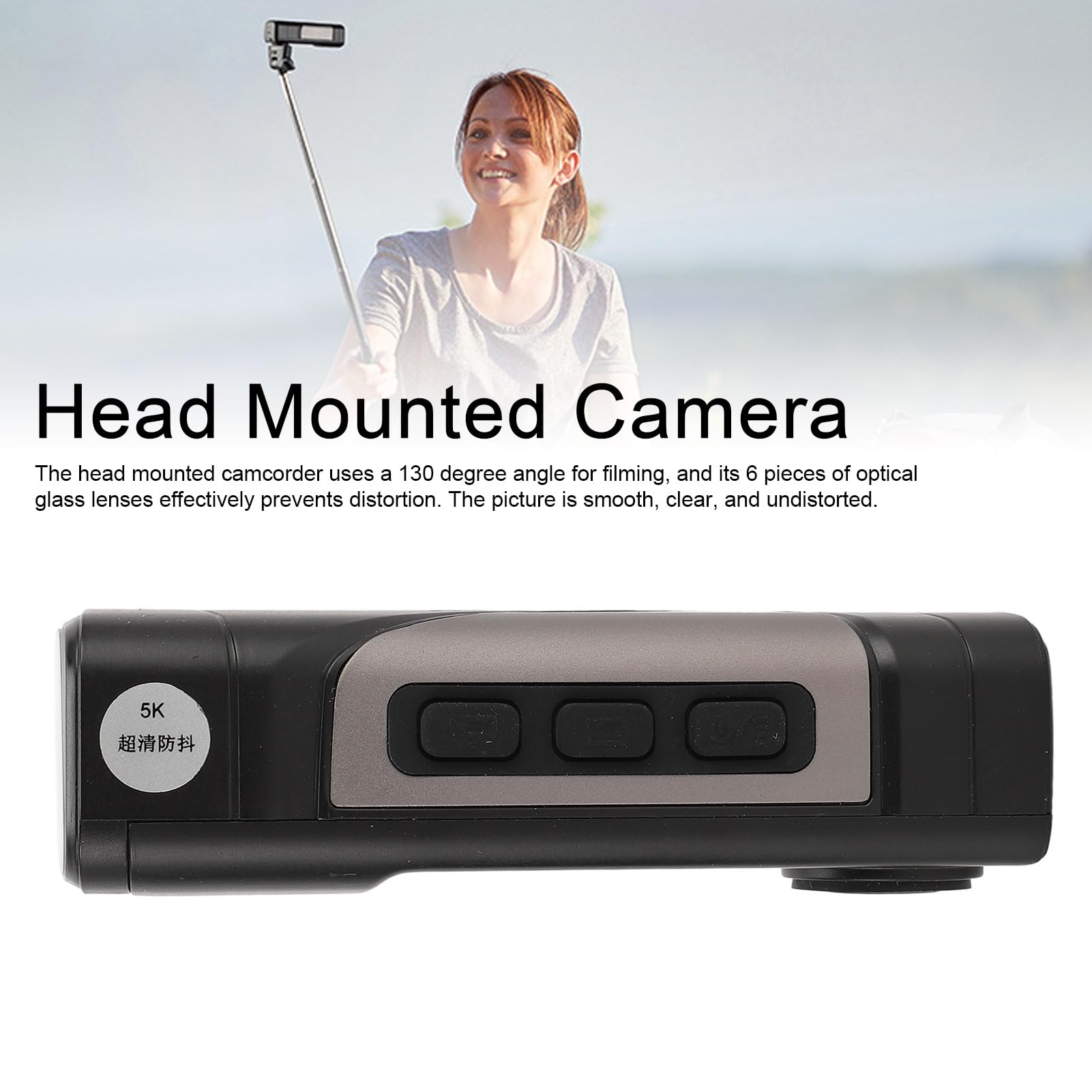 Bewinner 5K 30FPS Wearable WiFi Head Camera - 30MP HD Video Recording, 2.0 Anti-Shake Technology, 130° Wide Angle Lens, 1600mAh Long Battery Life - Perfect for Vlogging, Sports Action, Travel Adventures & Hands-Free Recording
