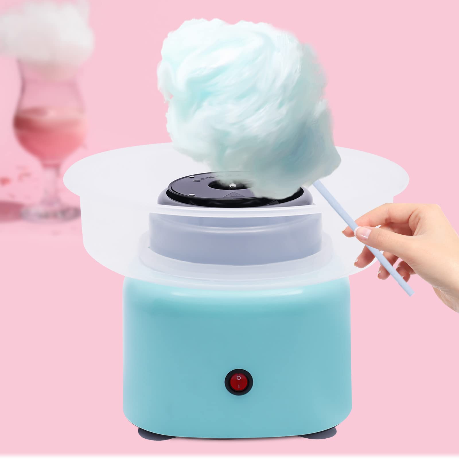 Blue Cotton Candy Machine for Home - Fast Heating Electric Candy Floss Maker with Splash Prevention Bowl, Sugar Scoop & Candy Sticks - Easy to Use for Parties, Events & Family Fun
