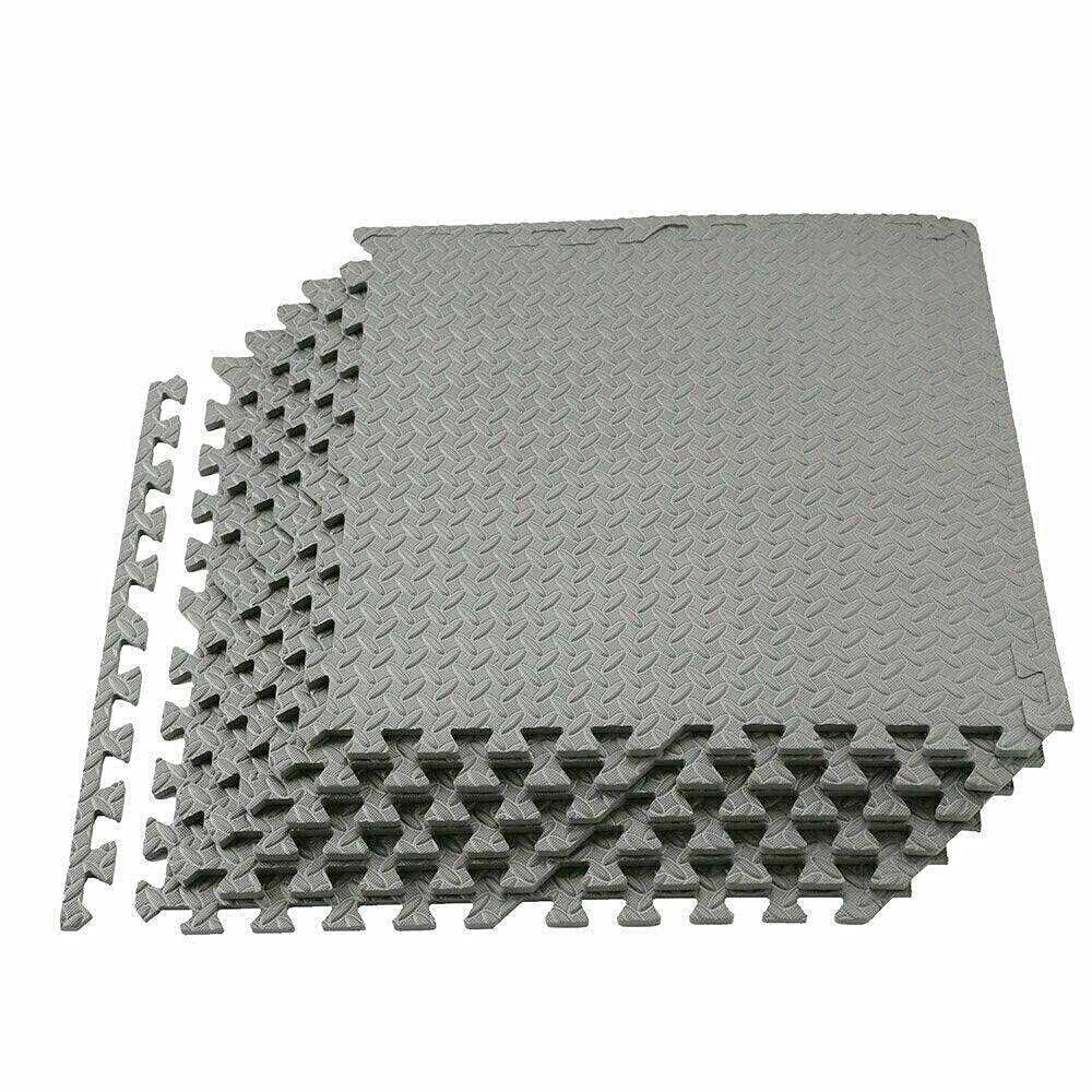 PayoderTY 6-Piece Interlocking Foam Exercise Mat Set - Non-Slip Yoga & Workout Floor Tiles for Home Gym, Gray - Perfect for Yoga, Pilates, Home Fitness & Kids Play Area