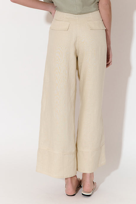 Gabriella Cream Linen Pants for Women - Soft Lined Comfort Pants with Elastic Waist - Perfect for Casual Wear, Lounge & Travel