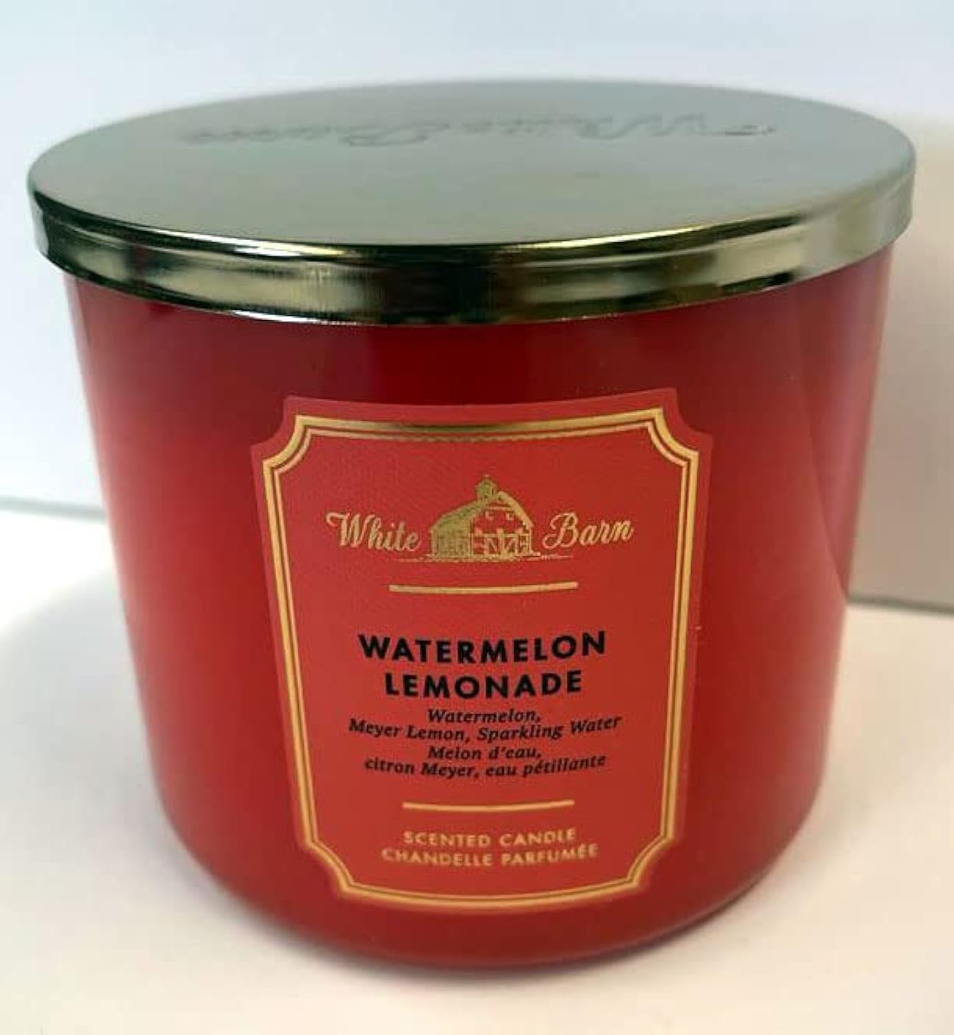 Bath & Body Works White Barn 3-Wick Scented Candle with Essential Oils - 14.5 oz Watermelon Lemonade Fragrance - Home Decor & Aromatherapy for Relaxation, Meditation & Romantic Ambiance