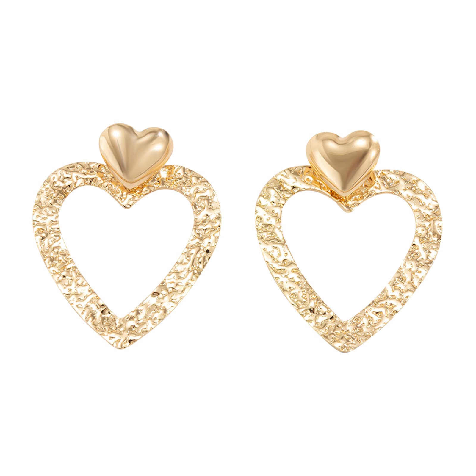 Bohemian Silver Stud Hoop Dangle Earrings for Women - Simple Sweet Love Pendant Statement Jewelry (Gold, One Size) | Perfect for Wedding, Bridal, Summer Beach & Gift Giving