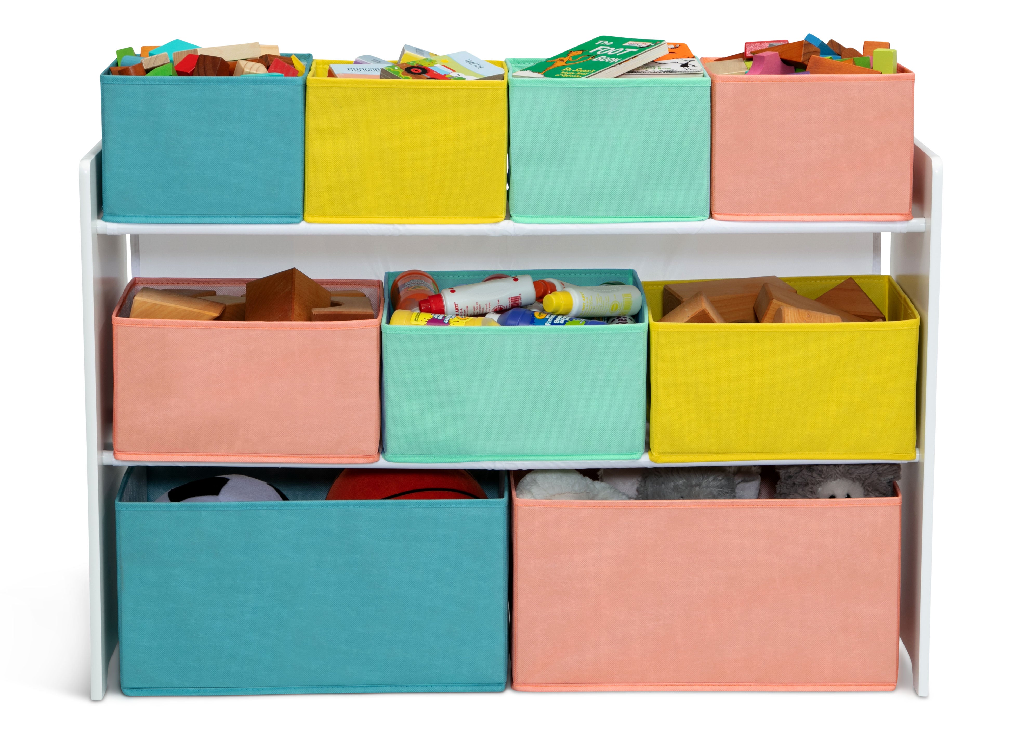 Deluxe Multi Bin Toy Organizer with Storage Bins - Kids Room Organization Solution for Toys, Books & Crafts - Perfect for Playrooms, Daycares & Home Storage