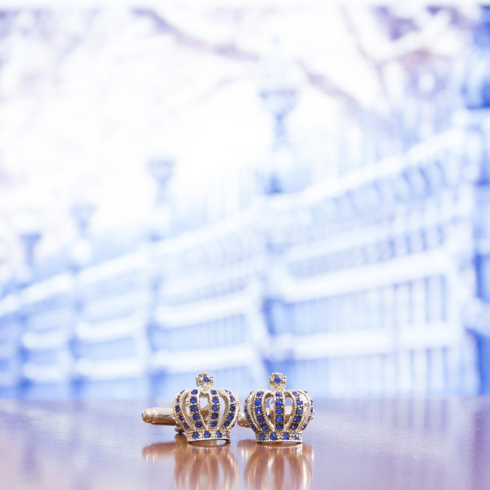 Luxury KingCuffs Diamond Crown Cufflinks for Men - Elegant Royal Jewelry for Weddings, Prom & Formal Events