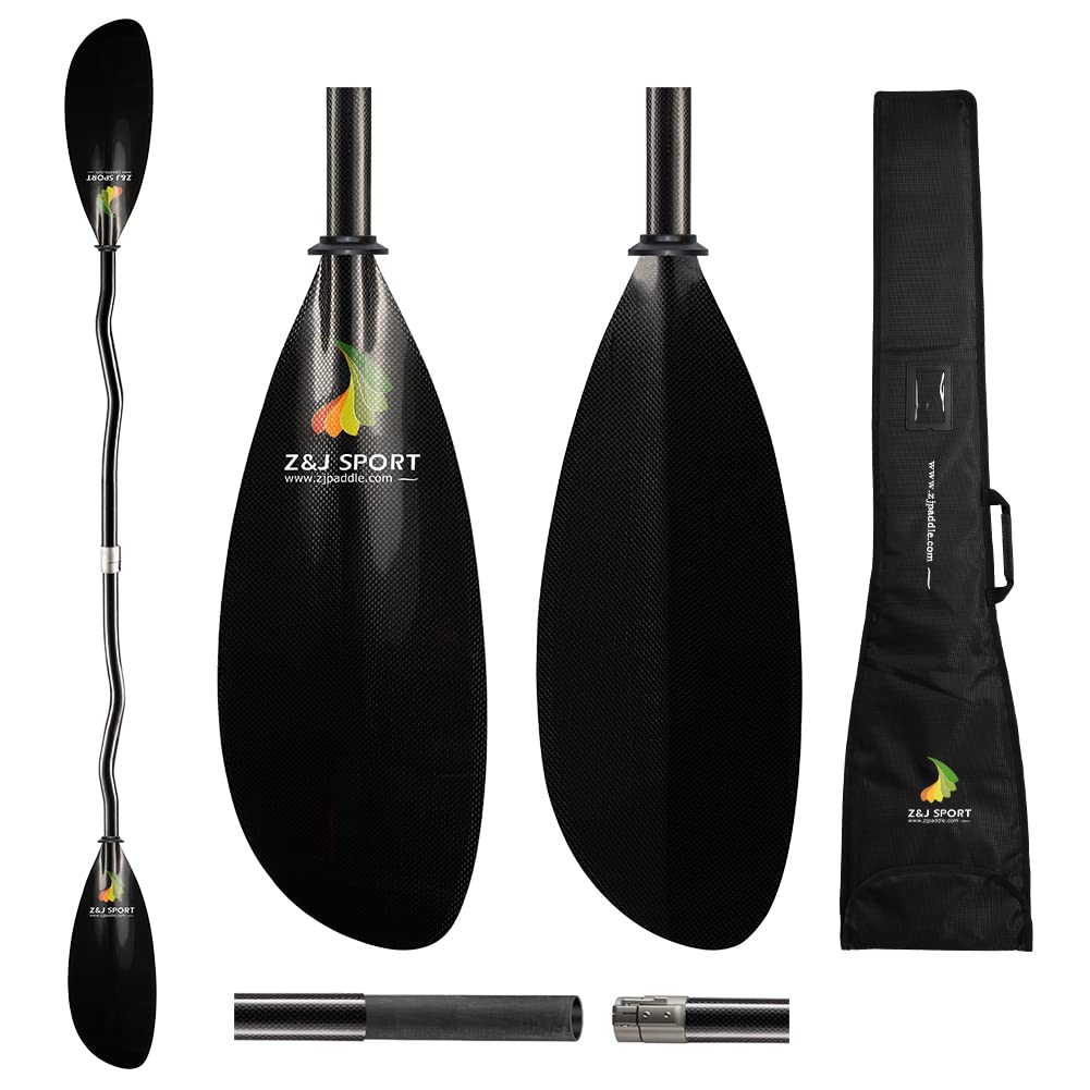 Z&J SPORT Full Carbon Sea Kayak Paddle with Adjustable Shaft & Paddle Bag - Lightweight Touring Paddle for Ocean, River & Lake Kayaking | Perfect for Recreational Paddling, Fishing & Water Sports Adventures (SK-I)