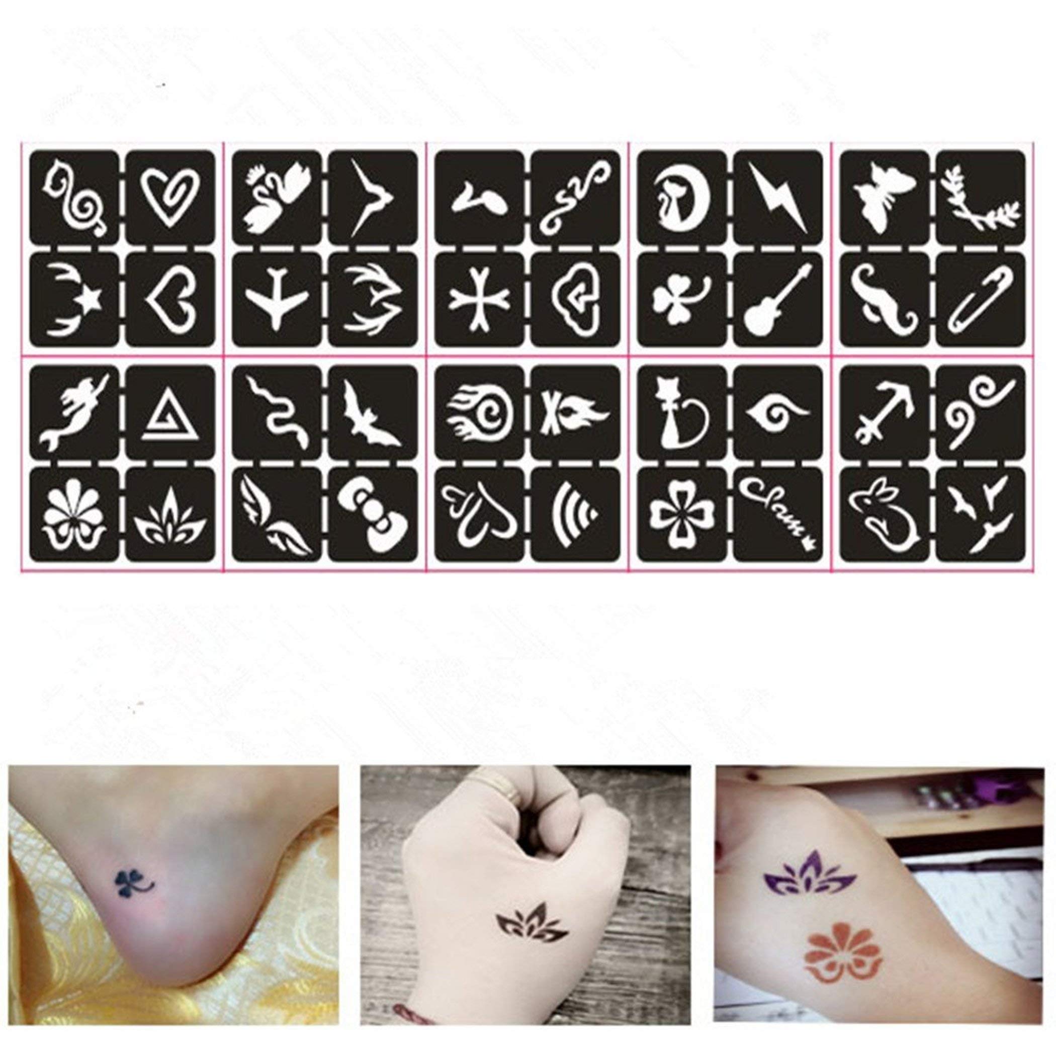 **Ivana's Henna Stencils for Mehndi Designs - Reusable Body Art Stickers for Hands, Fingers, Face - Perfect for Women, Girls & Kids (Pack of 2) - NIV-312 | DIY Mehndi Tattoos for Parties, Weddings & Festivals**