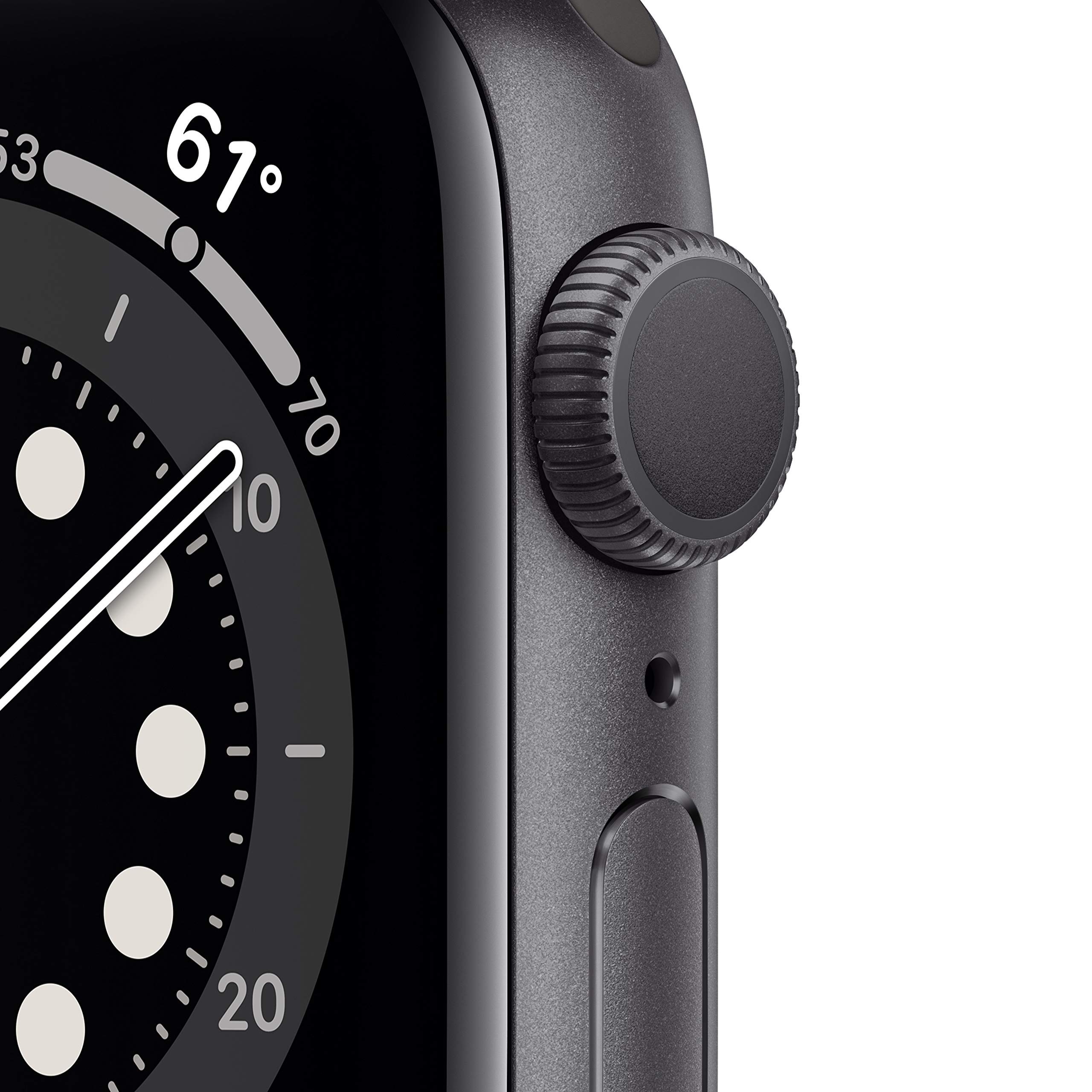 Apple Watch Series 6 GPS 40mm - Space Gray Aluminum Case with Black Sport Band (Renewed) | Smart Fitness Tracker with Heart Rate Monitor, Water Resistant for Swimming & Workouts