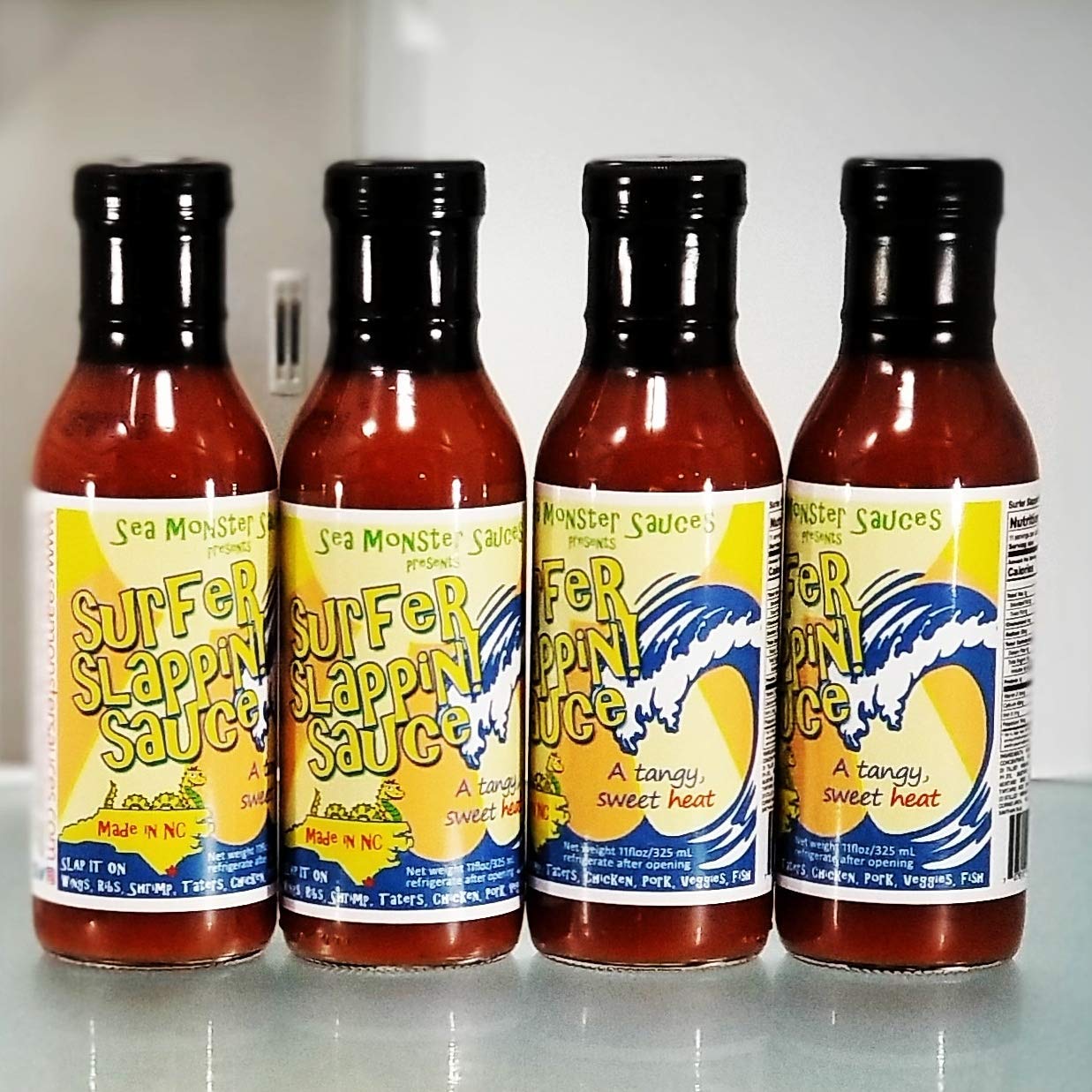 Surfer Slappin' Sauce - Pack of 12 (11oz Bottles) - Hot Sauce for Tacos, Wings & BBQ - Perfect for Gifts & Parties