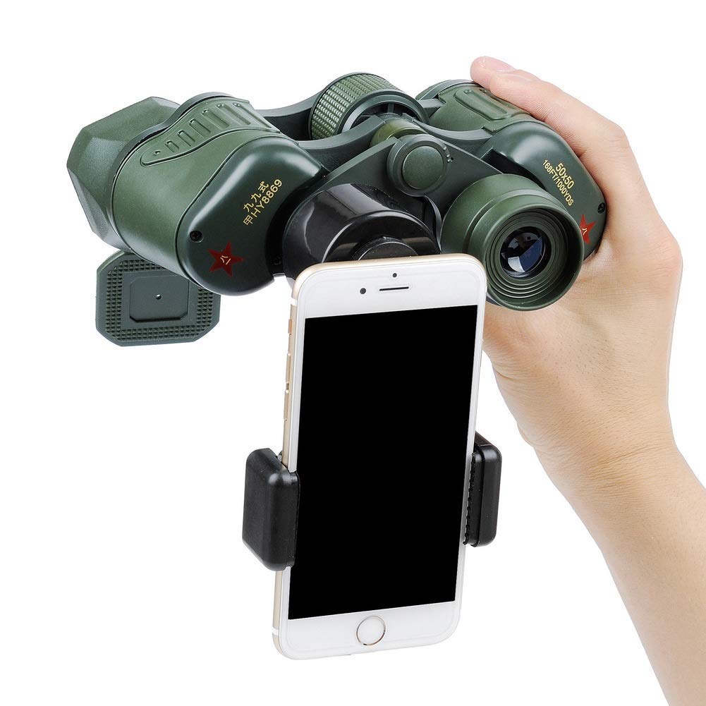 50x50 High-Powered Military Binoculars with Adjustable Zoom - HD Sport Binoculars for Hunting, Bird Watching & Outdoor Adventures - Includes Phone Mount Strap (Green)
