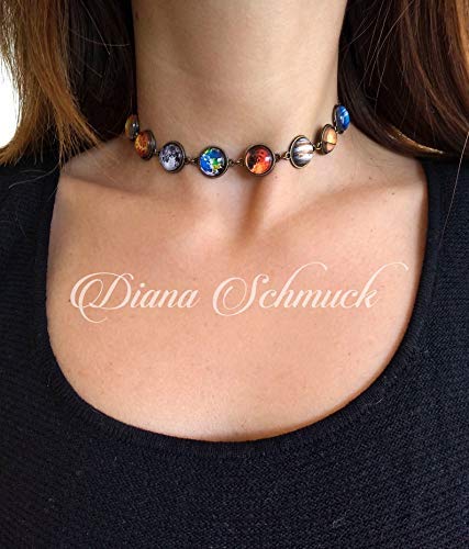 Solar System Necklace - Handmade Earth & Moon Pendant, Galaxy Planet Jewelry for Women - Perfect for Astronomy Lovers, Space Themed Gifts & Everyday Wear