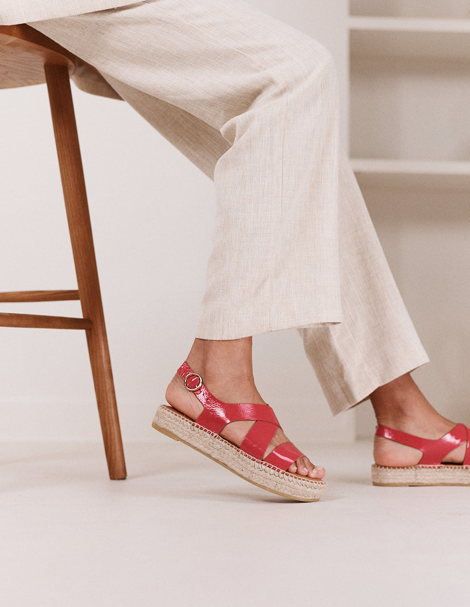 Chantal Women's Fuchsia Pleated Leather Espadrilles - Stylish & Comfortable Summer Shoes for Casual Outings & Beach Vacations