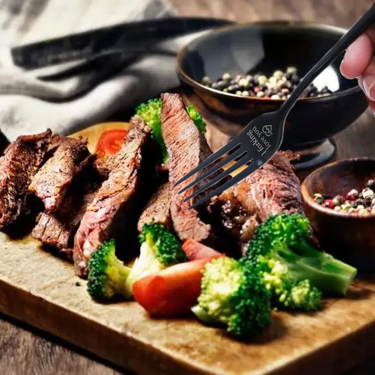 Funny Engraved Stainless Steel Forks - 'I Forking Love You' Dinner Forks Set | Valentine's Day Gifts for Him & Her, Anniversary & Birthday Present | Perfect for Romantic Dinners, Couples Gifts & Special Occasions