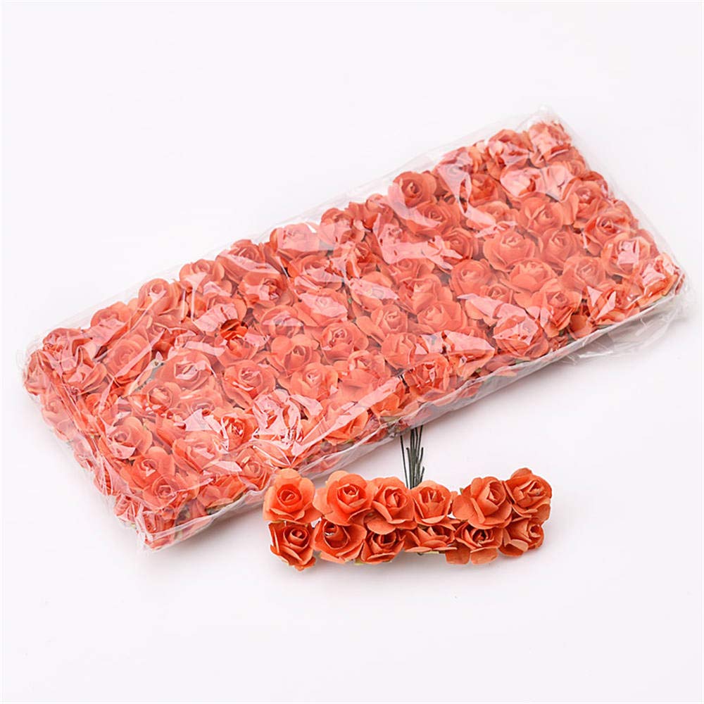 144pcs 3/5 Inch Assorted Color Mini Paper Flowers - Bulk Artificial Craft Flowers for DIY, Scrapbooking, Wedding & Home Decor (Orange) - Perfect for Party Decorations, Gift Wrapping & Floral Arrangements