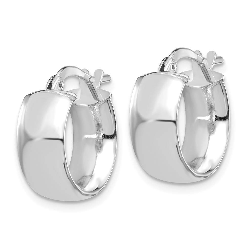 14K White Gold 6mm High Polished Huggie Hoop Earrings - 0.59