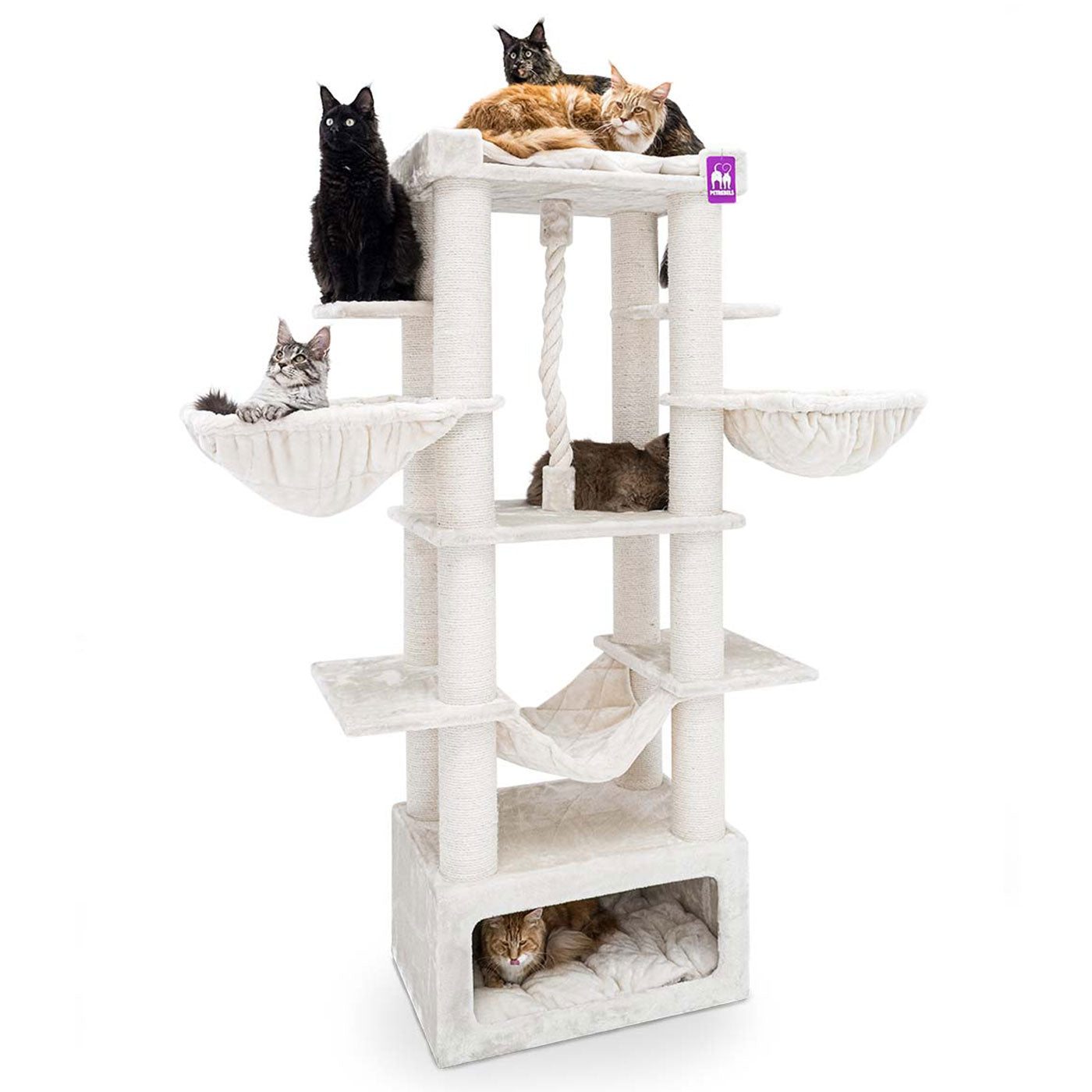 Lucky Rebels Riverview 190cm Cat Tree - Large Multi-Level Cat Condo with Scratching Posts & Perches - Perfect for Indoor Cats Play, Rest & Climbing