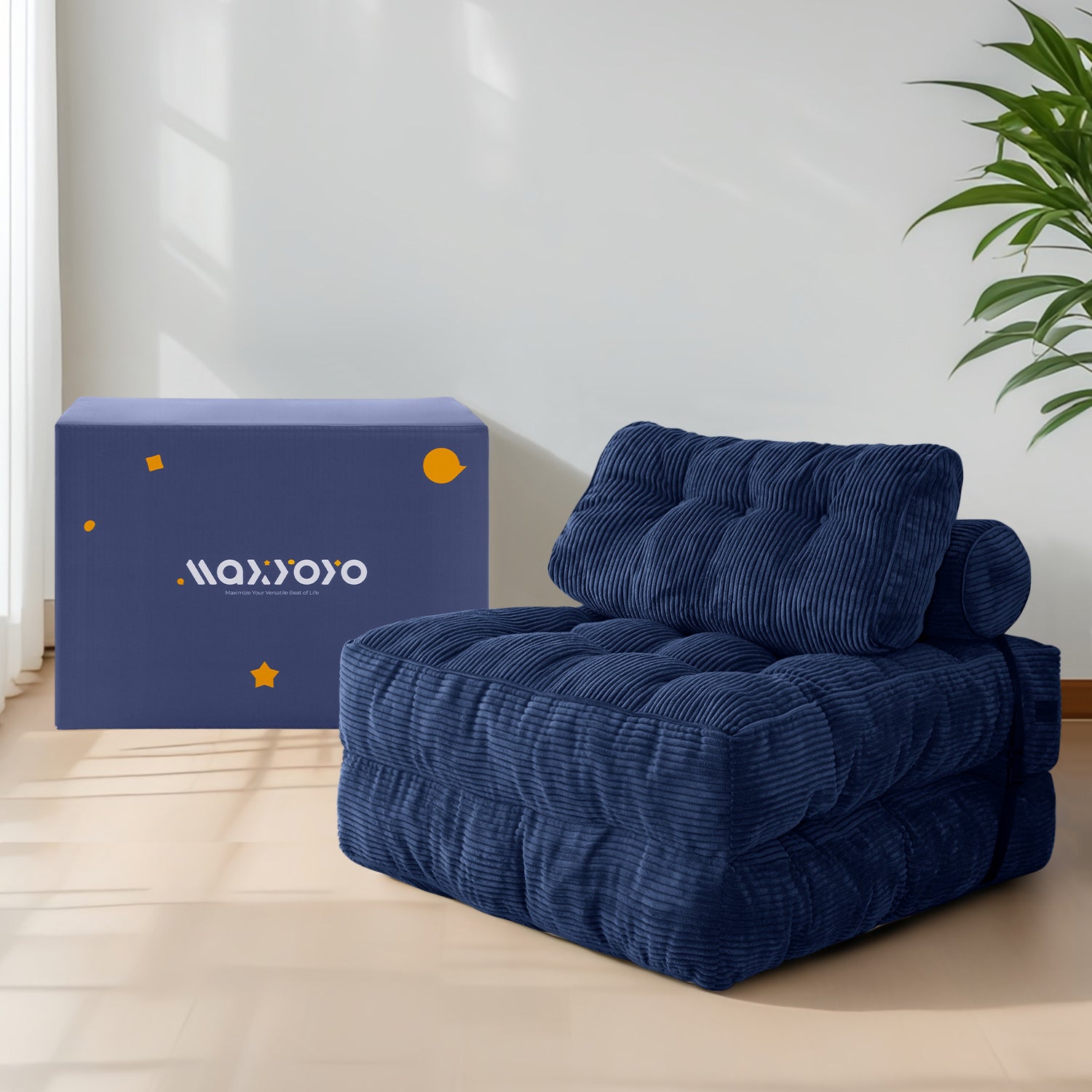 MAXYOYO Corduroy Sofa Bed - Convertible Sleeper Chair with Back Support | Comfortable for Living Room, Guest Room & Small Spaces
