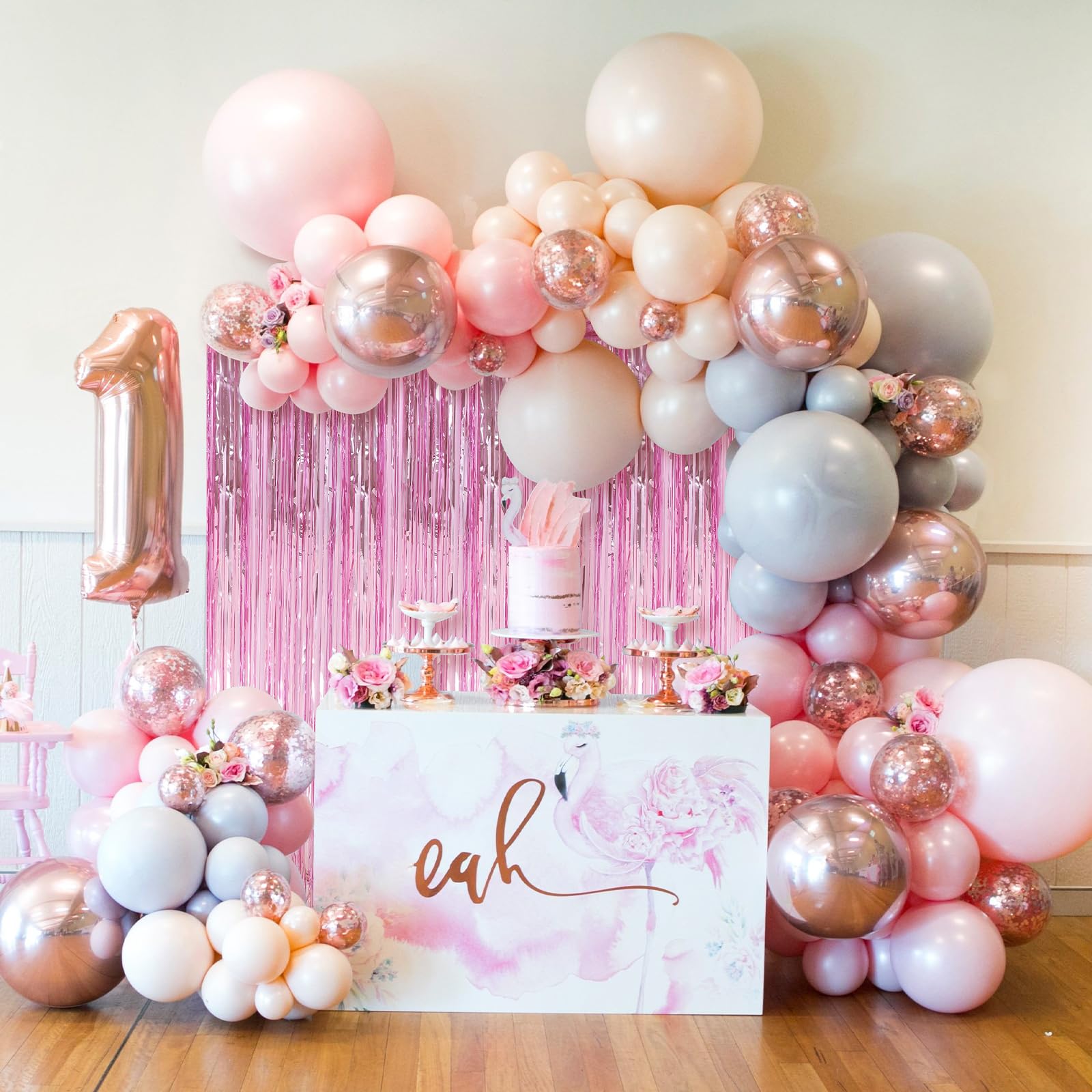 4 Pack Pink Foil Fringe Curtains for Door Decorations - 3.3 x 8.2 ft Tinsel Party Backdrop, Birthday Streamers & Photo Booth Background - Perfect for Birthday Parties, Baby Showers, Weddings & Holiday Celebrations