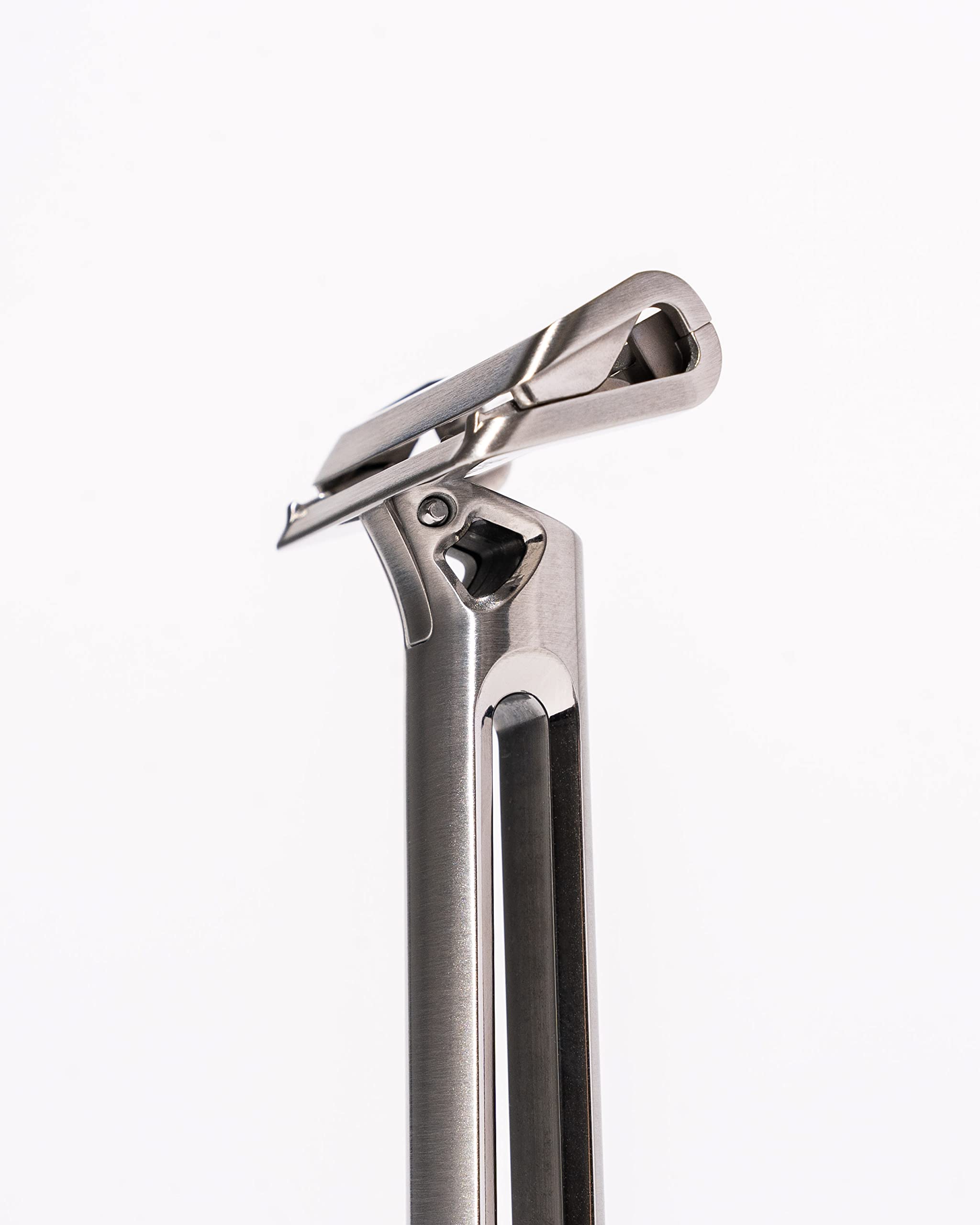 OneBlade Genesis Single Blade Safety Razor for Men - Premium Stainless Steel Pivoting Head Razor with Stand & 10 Japanese Feather FHS Blades - Best for Thick Coarse Beard & Sensitive Skin - Perfect for Daily Shaving, Travel & Gift Giving